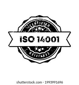 ISO 14001 stamp. Vector. Iso 14001 badge icon. Certified badge logo. Stamp Template. Label, Sticker, Icons. Vector EPS 10. Isolated on white background.