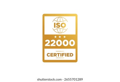 Iso 22000 certification badge vector illustration