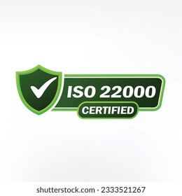 ISO 22000 Certified badge, icon. Certification stamp. Flat design vector illustration