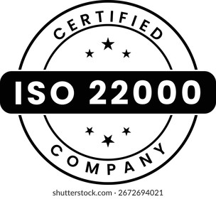 ISO 22000 Certified Badge Vector, Food Safety Certification Label, Quality Management Seal, Company Standard Compliance Logo Design