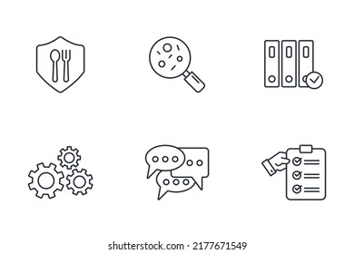 ISO 22000 food safety icons set . ISO 22000 food safety pack symbol vector elements for infographic web