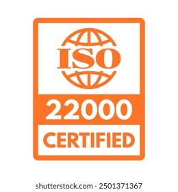 iso 22000 food safety management system certified, vector illustration isolated on white background