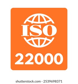 iso 22000 food safety management system certified, vector illustration isolated on white background