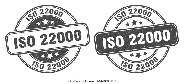 ISO 22000 Stempel, ISO 22000 Zeichen, rundes Grunge-Etikett