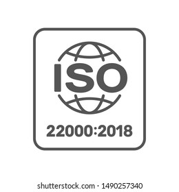 ISO 22000 standard certificate badge. ISO 22000:2018.  Food safety management. EPS 10