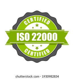 ISO 22000 standard certificate badge - Food safety management, vector