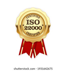 ISO 22000 standard certified rosette - Food safety management, vector