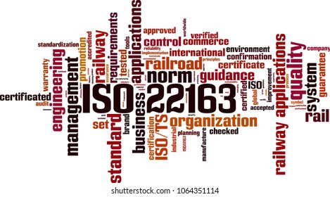 ISO 22163  word cloud concept. Vector illustration