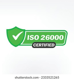 ISO 26000 Certified badge, icon. Certification stamp. Flat design vector illustration