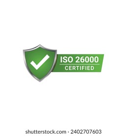 ISO 26000 certified vector design, certificate stamp, ISO banner template