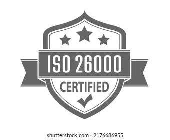 ISO 26000. The logo of standardization for websites, applications and thematic design. Flat style