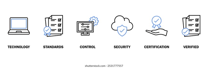 ISO 27001 banner web icon vector illustration concept for information security management system (ISMS) with an icon of technology, standards, control, security, certification, and verified