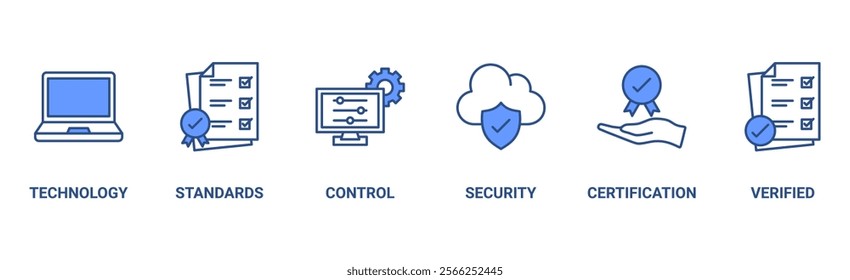 ISO 27001 banner web icon vector illustration concept for information security management system (ISMS) with an icon of technology, standards, control, security, certification, and verified