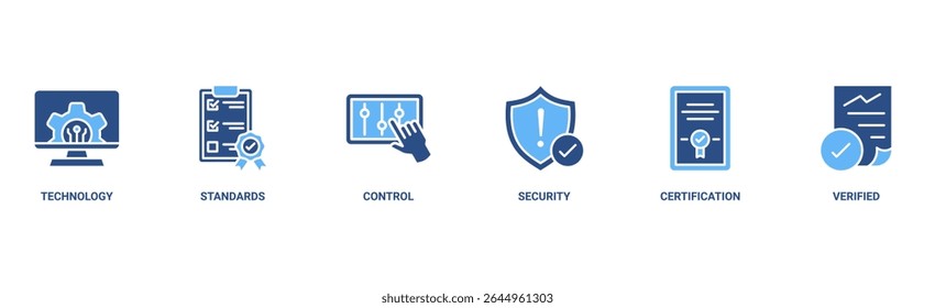 ISO 27001 banner web icon vector illustration concept for information security management system (ISMS) with an icon of technology, standards, control, security, certification, and verified