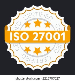 ISO 27001 certified sign. Environmental management system international standard approved stamp. Green isolated vector icon