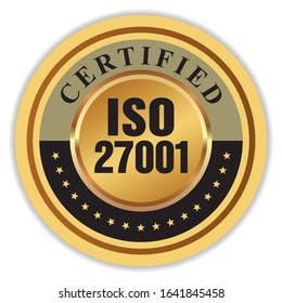 ISO 27001 Certified. Vector Badge.