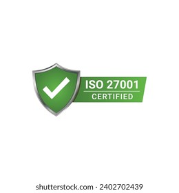 ISO 27001 certified vector design, certificate stamp, ISO banner template