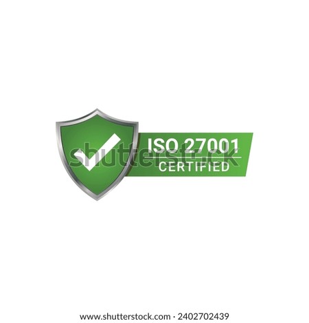 ISO 27001 certified vector design, certificate stamp, ISO banner template