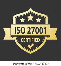 ISO 27001. The logo of standardization for websites, applications and thematic design. Flat style