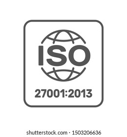 ISO 27001:2013 standard certified - Information security management. ISO 27001 sign. EPS 10