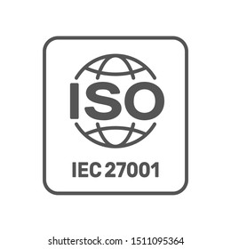 ISO 27001:2013 standard certified - Information security management. ISO 27001 sign. EPS 10

