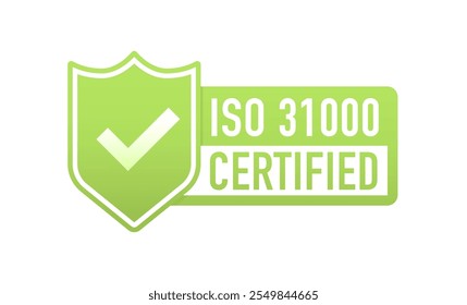 Certificado ISO 31000, ícone Carimbo de certificação. Sistema de gestão ambiental certificado. Ilustração vetorial