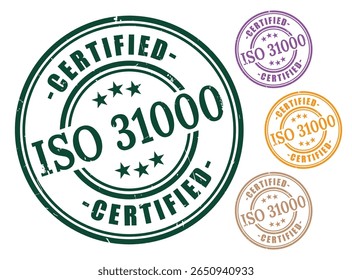 ISO 31000 Compliance Labels, Risk Control Guarantee Vector Stamps