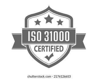 ISO 31000. The logo of standardization for websites, applications and thematic design. Flat style