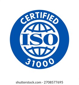 iso 31000 risk management system certified, vector illustration isolated on white background