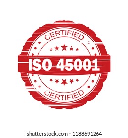ISO 45001 grunge Stamp on white background,Thai design.Vector