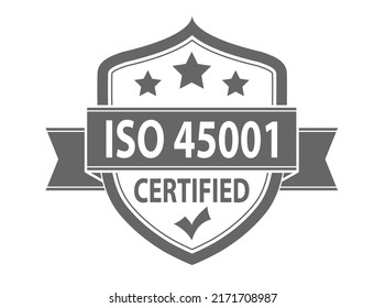 ISO 45001. The logo of standardization for websites, applications and thematic design. Flat style