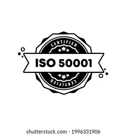 Tarjeta ISO 50001. Vector. Icono de sello de certificado estándar ISO 50001. Logo de la insignia certificada. Plantilla de marca. Etiqueta, Pegatina, Iconos. EPS vectorial 10. Aislado en segundo plano