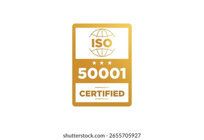 Iso 50001 certification badge vector illustration