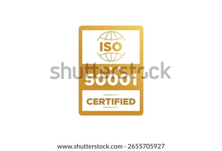 Iso 50001 certification badge vector illustration