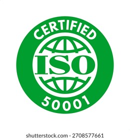 iso 50001 energy management system certified, vector illustration isolated on white background