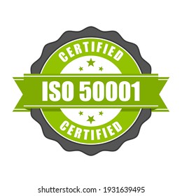 ISO 50001 standard certificate badge - Energy management, vector seal