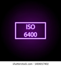 ISO 6400 neon icon. Elements of photography set. Simple icon for websites, web design, mobile app, info graphics