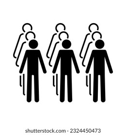 ISO 7001 BP 005: Line up or queue in threes. International Standard Public information sign for three Lines.