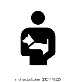 ISO 7001 BP 006:  Dogs should be carried. International Standard Public information sign for dogs should be carried.