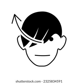 ISO 7001 BP 012: Move hair.  Airports Sea Ports Rail Stations. International Standard Public information sign.