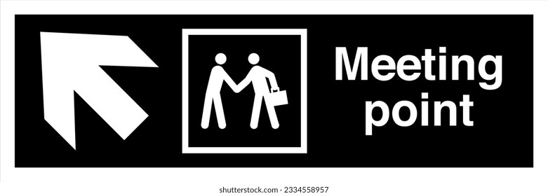 ISO 7001 Registered public information symbols graphical sign label Meeting point Direction up to the left.