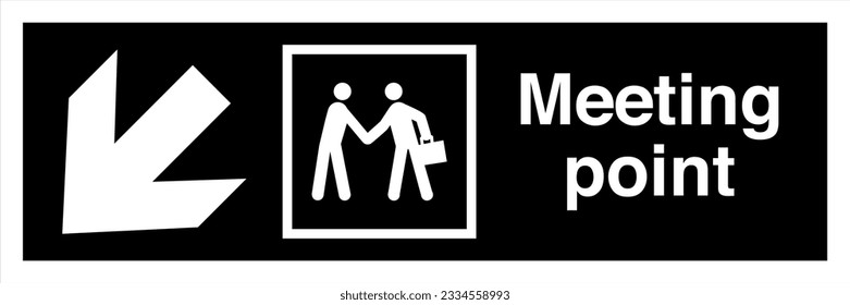 ISO 7001 Registered public information symbols graphical sign label Meeting point Direction down to the left.