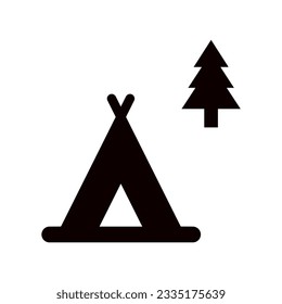 ISO 7001 TC 002: Campsite or Camping symbol, Camping Campsite Caravan vector icon. Isolated tourism camp sign design.