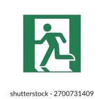 ISO 7010 E001 – Emergency exit (left hand) sign. Running man symbol vector design and illustration.

