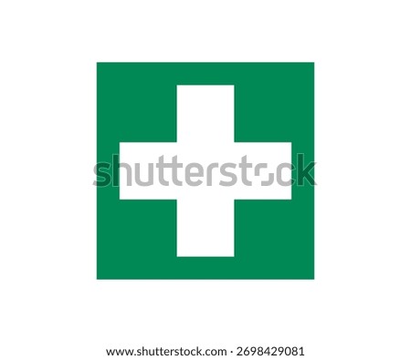 ISO 7010 E003 First aid sign. Safety condition sign pictogram vector design and illustration.
