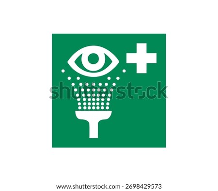 ISO 7010 E011 Eyewash station sign. Safety condition sign pictogram vector design and illustration.

