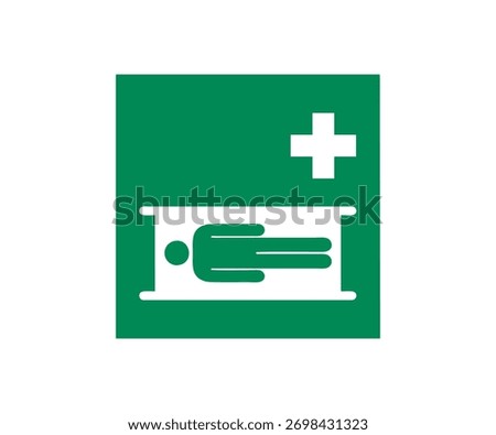 ISO 7010 E013 Stretcher sign. Safety condition sign pictogram vector design and illustration.