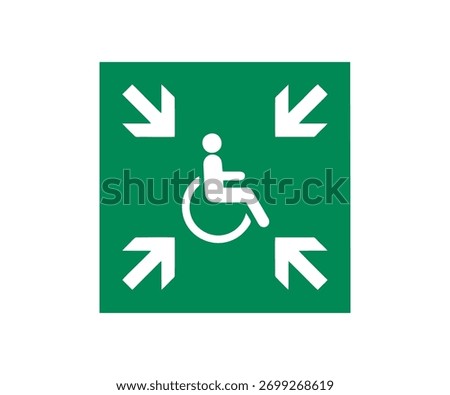 ISO 7010 E024 Evacuation temporary refuge sign. Safety condition sign pictogram vector design and illustration. 
