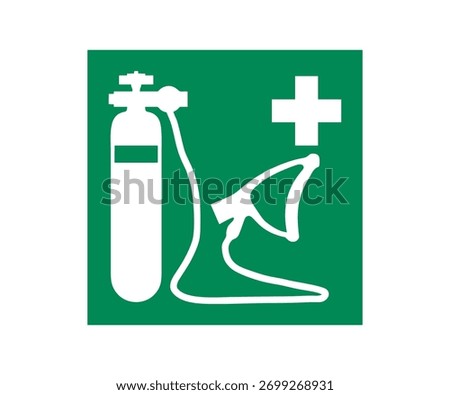 ISO 7010 E028 Oxygen resuscitator sign. Safety condition sign pictogram vector design and illustration. 
