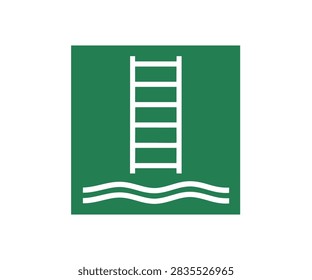 ISO 7010 E053 Embarkation ladder icon sign. Safety condition sign pictogram vector design and illustration.

